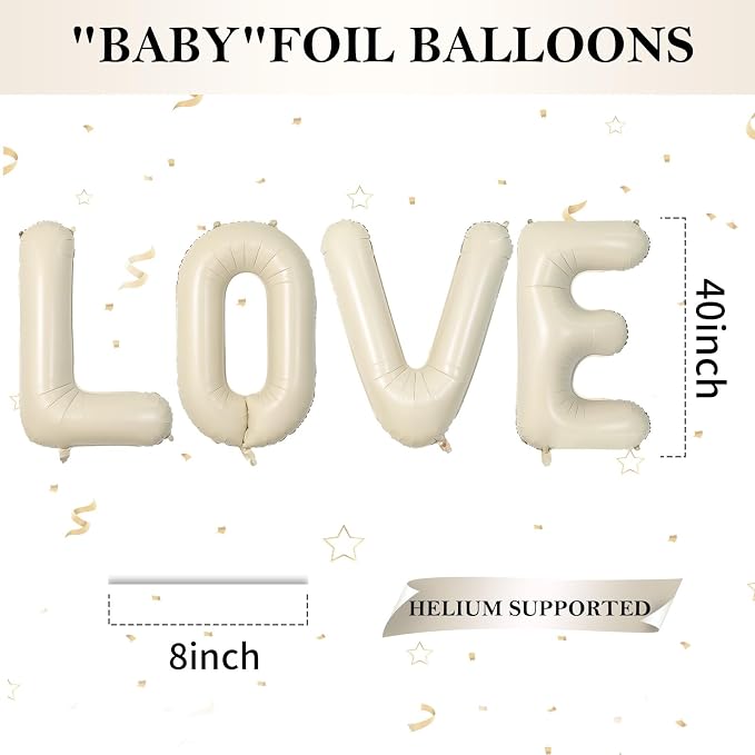 Biapian 40 Inch Love Letter Balloons, Cream Foil Balloons Big LOVE Balloons - Image 2