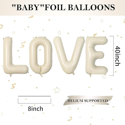 Biapian 40 Inch Love Letter Balloons, Cream Foil Balloons Big LOVE Balloons - Image 2