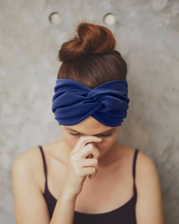 Extra Wide Headbands for Women Large Turban Headband Non Slip Boho Elastic Hairband Hair Twisted Knot Head Bands Accessories