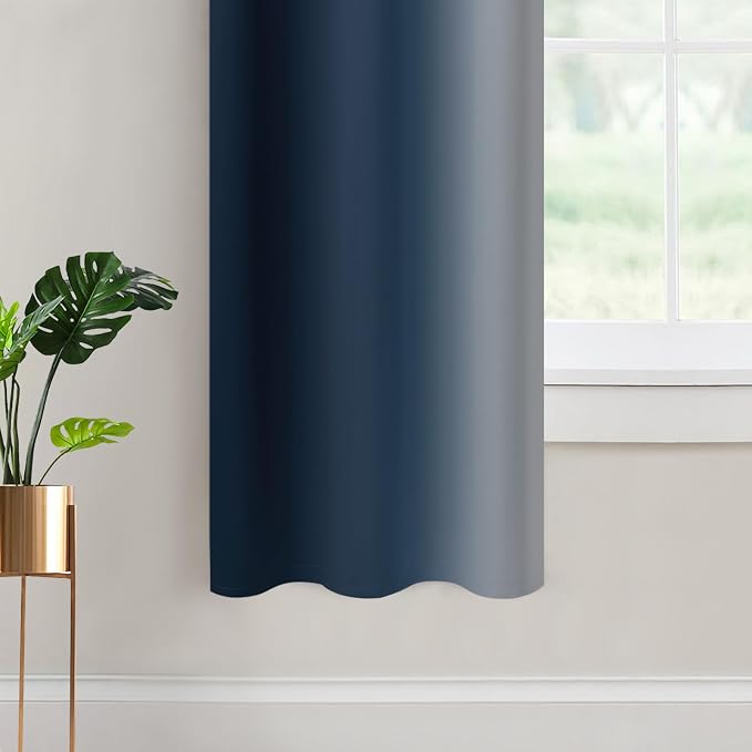 Yakamok Ombre Curtains Navy Blue and Greyish White - Image 4