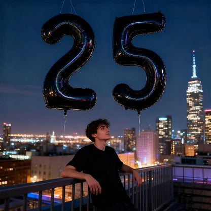 Laser Black Number 25 Balloons 40 Inch Giant Foil Mylar Balloons - Image 5