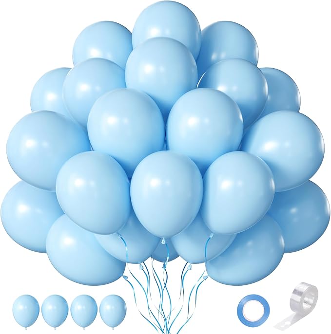 Light Blue Balloons 12 Inch 60 Pcs Pastel Baby Sky Blue Latex Balloons by Searchbyoccasioncolorsize