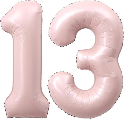 40 Inch Light Pink Number 13 Balloon 0-9 13th Foil Big Giant | Digital by SULALABOO