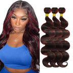 99j Bundles Human Hair Burgundy Body Wave Bundle Mixed Length 3 Bundles 26 28 30 Inch Niegmeag Brazilian Virgin Remy Hair Extensions
