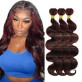 30 32 34 Inch Red Bundles Human Hair Highlight Body Wave Bundles Niegmeag Peruvian Virgin Remy Burgundy Bundle Double Weft Hair Weave
