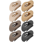 Upgraded 8 Pack French Flat Hair Clips for Women Girls, Matte Lay Flat Claw Clips, Large No-Slip Claw clips for Thick & Thin Hair, Strong Hold Styling Barrettes Accessories for Daily Styling(Neutral)