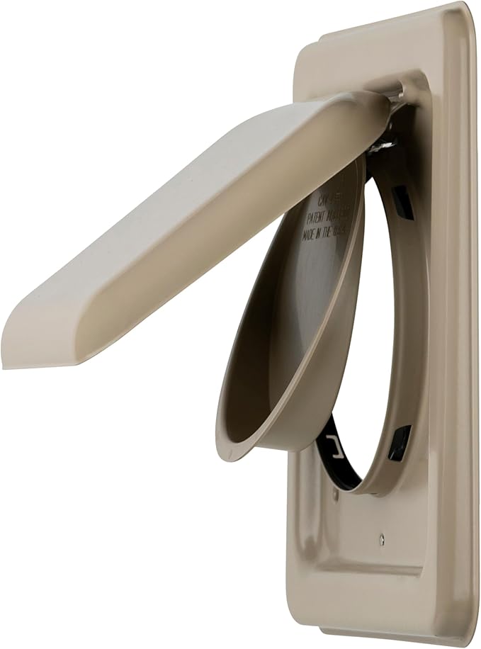 NO-PEST VENT, Exclusive Dual Door Dryer Vent Cover Outdoor 4 inch, Made in USA w Highest UV Resistant Plastic in any Outdoor Vent Cover, No Lint Collecting Screen (Tan, 4” Metal Vent With Duct Tube)