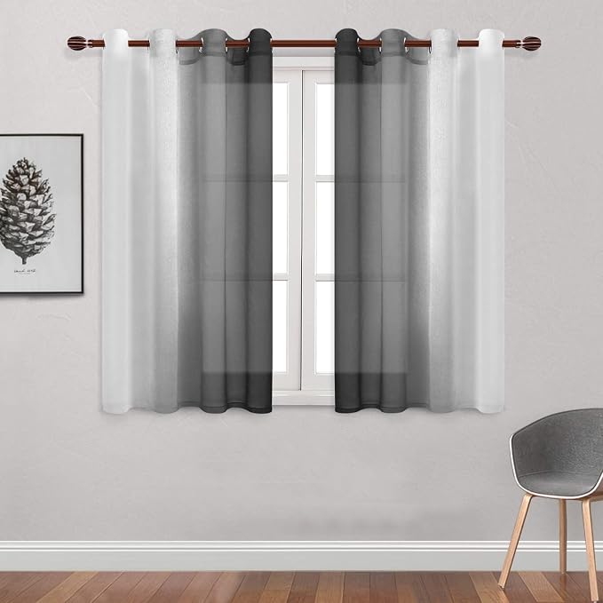 DWCN Black Ombre Short Sheer Curtains - Image 9