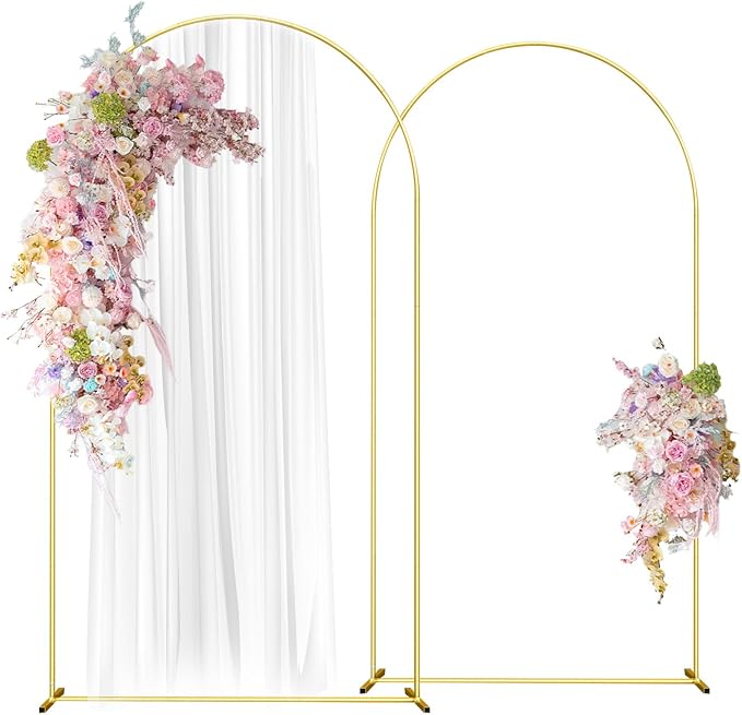Wedding Arch Backdrop Stand Set of 2 Aluminum Gold Arched Frame by SPRITEDISPLAY