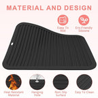 AMIJEAL Oversize Silicone Heat Resistant Mat for Hair Tools, Curling Iron Flat Iron Hair Straightener Holder Mat, Portable Hot Tools Cover Pad for Travel Vanity Salon(14.2" x 11.0")