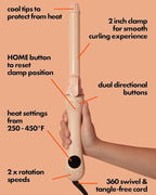 Rotating Curling Iron 1 inch 2025 New Version - Automatic Hair Curler - Self Spinning Curling Wand for Medium to Long Hair Length (Peach)