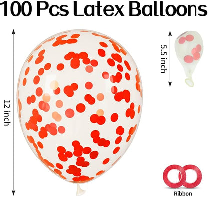 100pcs Red Confetti Balloons 12 Inch Clear Latex Balloon - Image 2