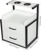 Suspended Salon Station for Hair Stylist, Wall Mounted Styling Salon Station Storage Cabinet w/2*Drawers &Hair Dryer Stand,Floating Nightstand Stylist Storage Cabinet for Home (Black+White)