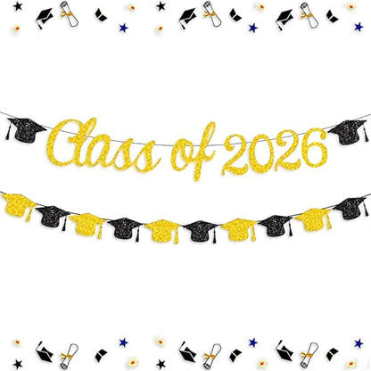 Class of 2026 Banner Graduation Decorations Class of 2026 Gold Glitter Congrats by Eostankr