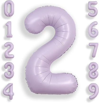 SUWEN 40 Inch Light Purple Lavender Big 2 Balloon Number Foil Helium 0-9 | 2nd by SUWEN