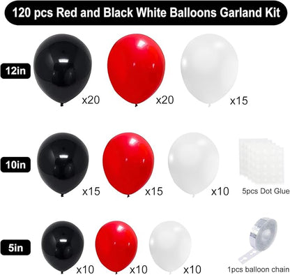 Red and Black Balloons, New Year, Graduation Decorations | 120pcs Red White and - Image 2