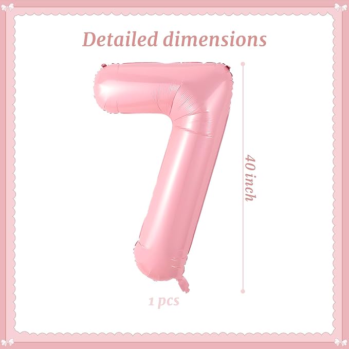 40 Inch Pink Number 7 Balloon Suitable - Image 2