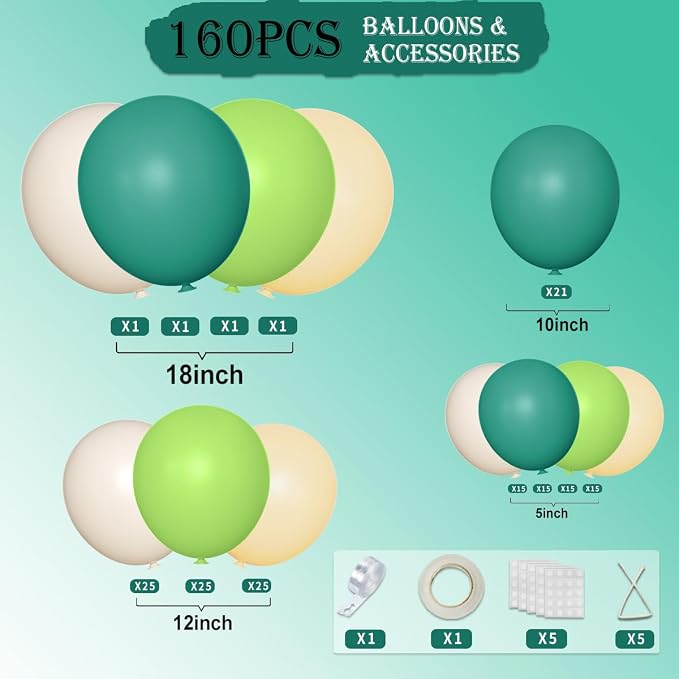 Green White Balloon Arch Kit - Image 2
