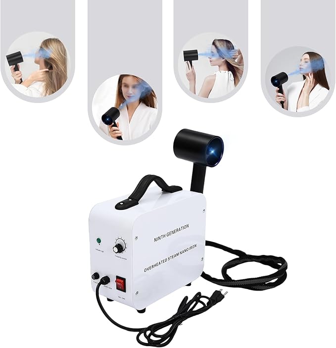 Nano Vaporizing Sprayer, White 1300W Hairdressing Salon Nano Micro Mist Vaporizer, Nano Hair Steamer Machine for Hair Care and Hair Restoration(1300W White)