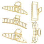 Large Metal Hair Clips for Thick and Long Hair - Butterfly Claw Clips with Non-Slip Grip, Big Jaw Clamps for Women (Light Gold)