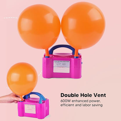 600W Electric Air Balloon Pump Rose Red Dual Nozzle Automatic and Manual - Image 3