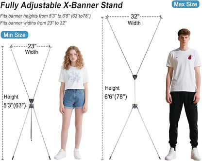 YOSE X Frame Banner Stand Fits Any Banner Adjustable Size 23"X63" to 32"X78" - Image 4