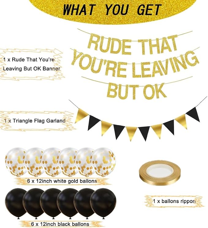 ADULLPONY Rude That You're Leaving But OK Banner Going Away Party Decorations - Image 2