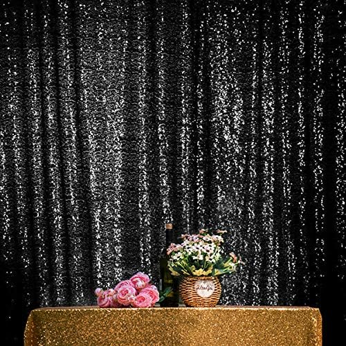 JYFLZQ Black Sequin Backdrop Curtains 7ft x 7ft 1 Panel Halloween Backdrop - Image 3