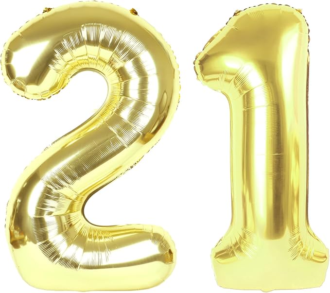 21 Balloon - Champagne Gold Birthday Number Balloons, 40 Inch Decorations | by ALPHADELTAPI
