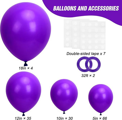 RUBFAC 135pcs Dark Purple Balloons, Latex Royal Purple Balloon Different Sizes - Image 2