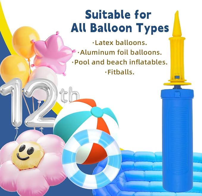 SUSWIM Balloon Pump Handheld Two-Way Dual Action, Double-Way Air Intake - Image 2