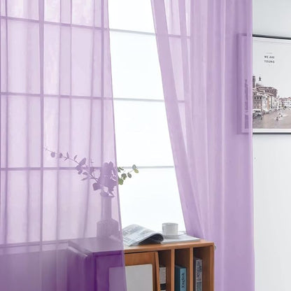 SpaceDresser Lavender Sheer Curtains 4 Panels Rod Pocket Semi-Sheer Curtain 54 - Image 4