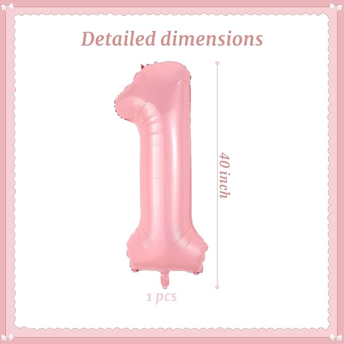 40 Inch Pink Number 1 Balloon Suitable - Image 2
