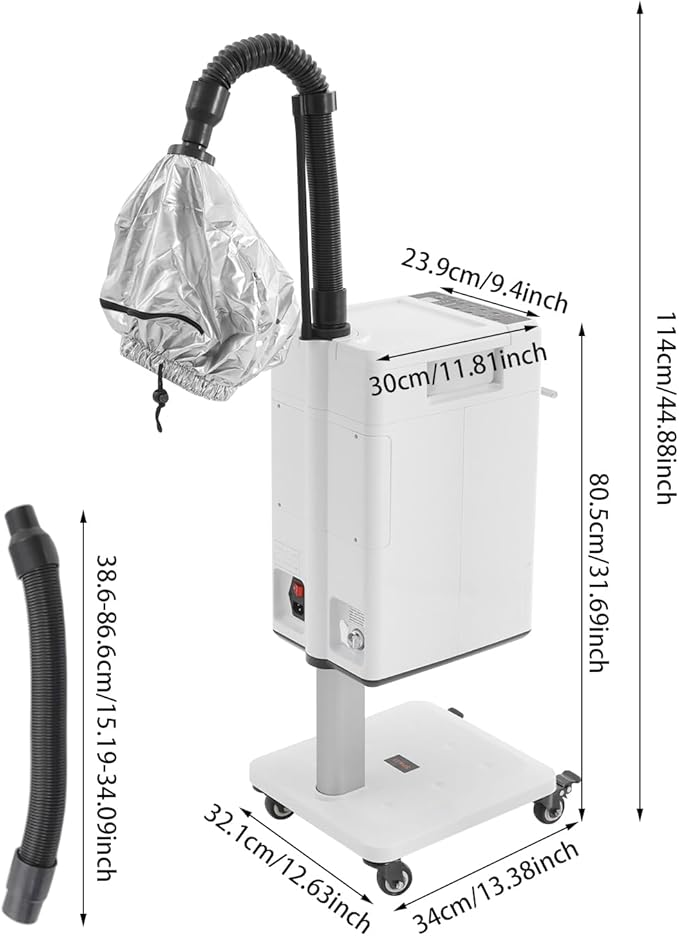 Nano Hair Steamer, Professional Micro-Mist Hair Steamer 6 Modes Adjustable, Floor Type 360° Rotation Universal Wheel for Hair Deep Care Hair Repair Salon Spa (White Stye)