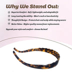 Acetate Hairbands for Women - Non-Slip Thin Headbands with Teeth, Eyewear-Friendly Design, 90s Retro Hair Accessories, No Pressure & No Headache Sunglasses Headband (Tortoiseshell)