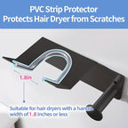 Hair Dryer Holder, Dyson Hair Dryer Holder, Blow Dryer Holder with Cord Hook SUS304 Stainless Steel Wall Mount, Self Adhesive/Screw Space Saving Hairdryer Holder for Bathroom Black Ptalseaw