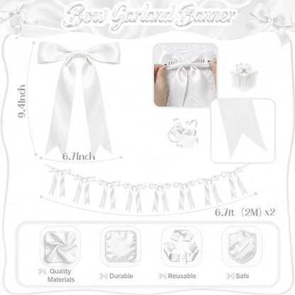 2 Strings Purple Bow Garland Banner Decorations - Image 2