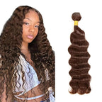 Brown Deep Wave Bundles Human Hair Color 4 Single Bundle 16 Inch Unprocessed Peruvian Virgin Remy Hair Extensions Niegmeag Color 4 Deep Wave Bundles