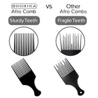 Afro Hair Pick Comb for Women & Men, 7.5 In Smooth Sturdy Wide Tooth for Detangling & Styling - Pack of 2