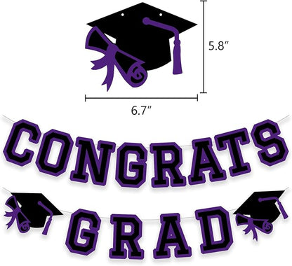 Congrats Grad Banner Graduation Party Banner Decoration Hanging Garland High - Image 2