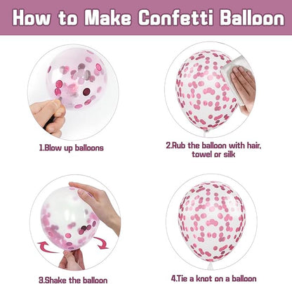 Zesliwy Hot Pink Balloons Set, Party Decor | Pastel Light Pink Metallic Pink - Image 4