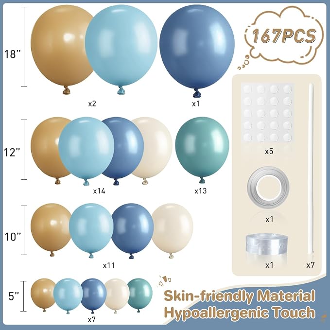Dusty Blue Camel White Balloon Garland Arch Kit - Image 2