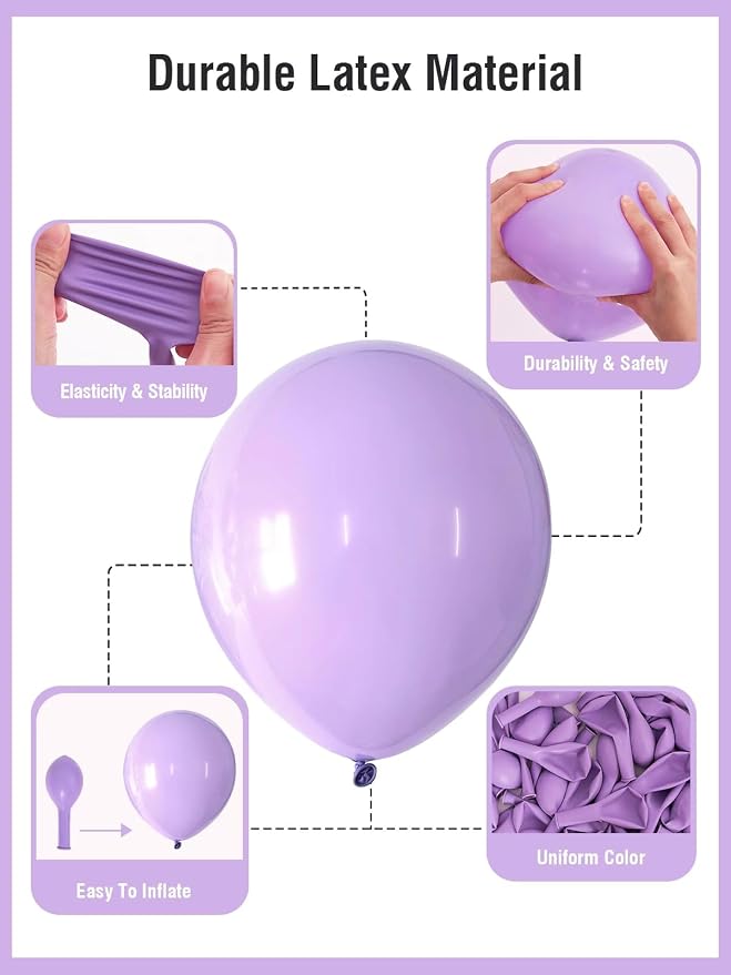 Lavender Balloons 125 pcs Different Sizes of 18 12 10 5 Inch Light Pastel - Image 4