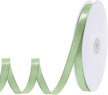 woric 120 Yards Sage Green Ribbon 3/8 Inch Light Green Thin Satin Ribbon by woric