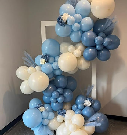 Dusty Blue Sand White Balloons - Image 6