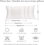 Silk Pillowcase for Hair and Skin 2 Pack 100% Mulberry Silk Bed Pillowcase Hypoallergenic Soft Breathable Both Sides Silk Pillow Case with Hidden Zipper, Queen Size Pillow Cases (White)