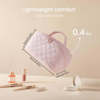 Amposei Makeup Bag Travel Toiletry Bag,Travel Makeup Bag for Women, Puffer Waterproof Cosmetic Organizer, Large Capacity Pouch Open Flat Small Toiletry Bag with Brush Compartment & Handle (Khaki)