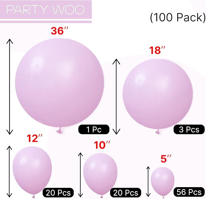 PartyWoo Baby Pink Balloons 100pcs Pastel Light Pale Pink Color | 18 12 10 5 - Image 6