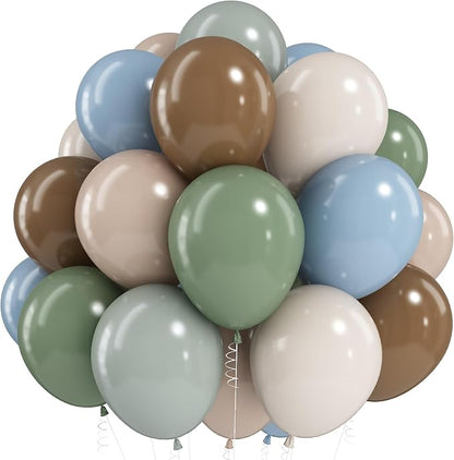 Sage Green Blue Brown Balloons by Jobkoo