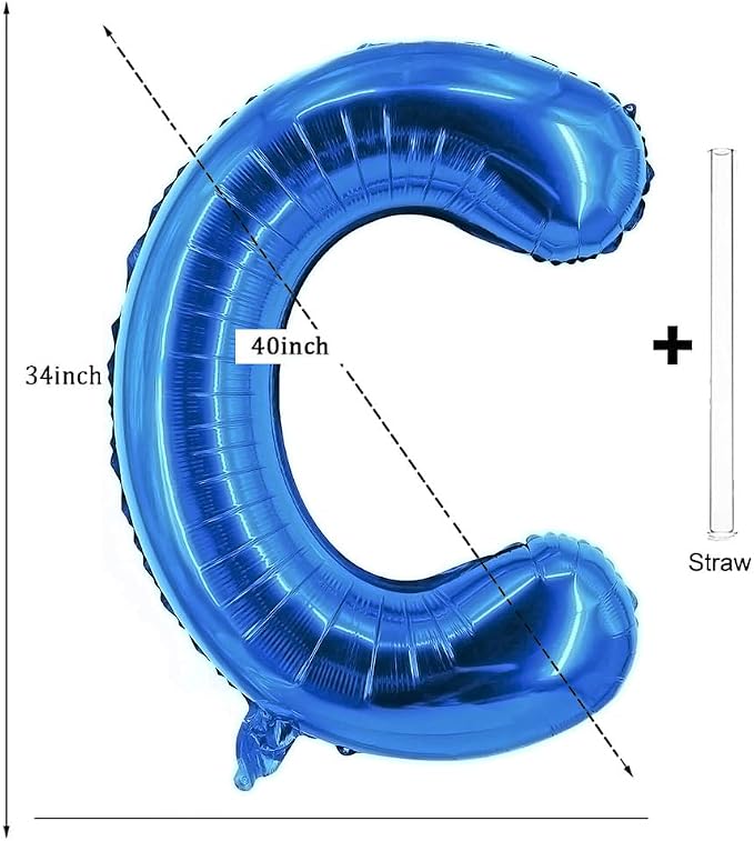 Letter Balloons 40 Inch Blue Giant Alphabet Balloons Letter C | Foil Mylar Big - Image 2
